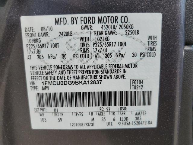 Photo 12 VIN: 1FMCU0DG9BKA12837 - FORD ESCAPE XLT 