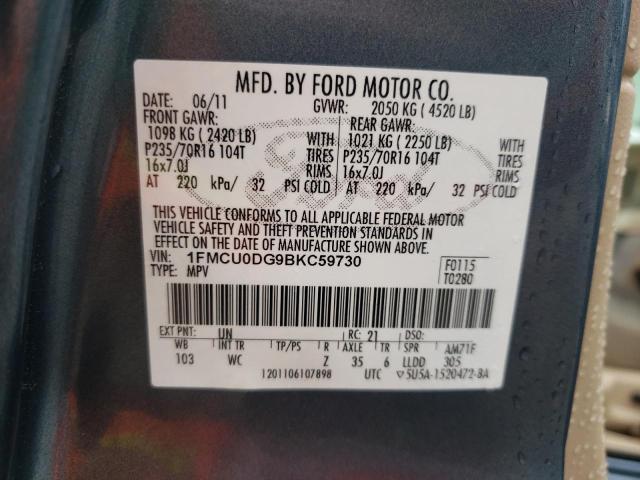 Photo 9 VIN: 1FMCU0DG9BKC59730 - FORD ESCAPE XLT 