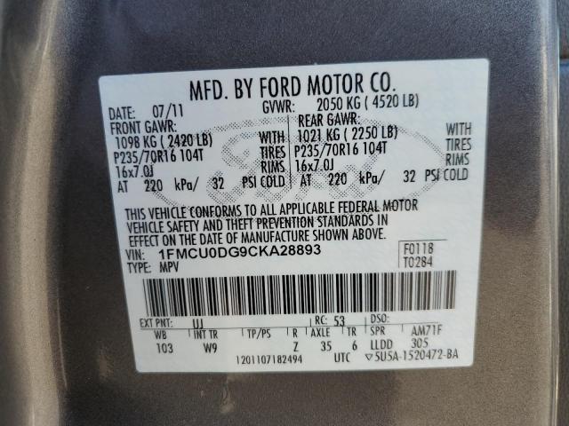 Photo 12 VIN: 1FMCU0DG9CKA28893 - FORD ESCAPE XLT 