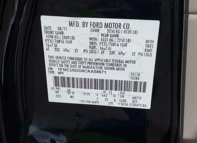 Photo 8 VIN: 1FMCU0DG9CKA58671 - FORD ESCAPE 