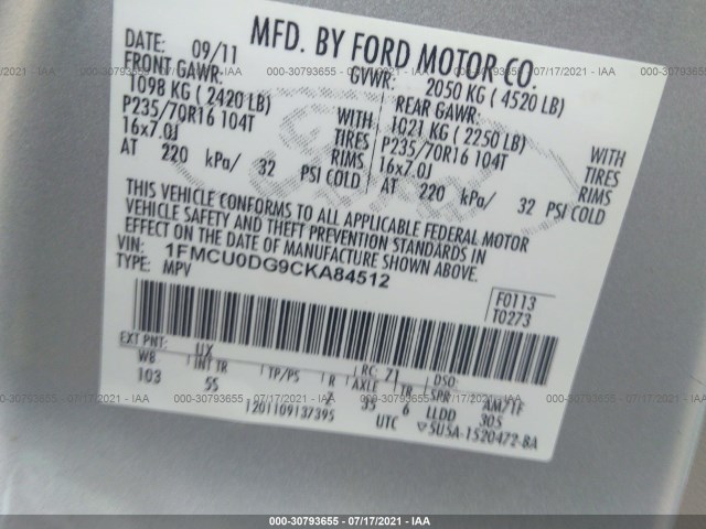 Photo 8 VIN: 1FMCU0DG9CKA84512 - FORD ESCAPE 