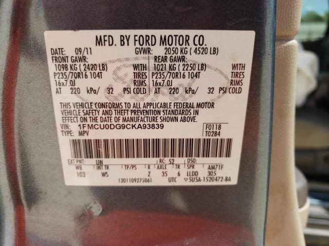 Photo 12 VIN: 1FMCU0DG9CKA93839 - FORD ESCAPE XLT 