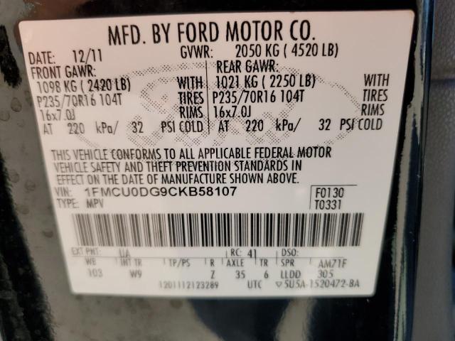 Photo 12 VIN: 1FMCU0DG9CKB58107 - FORD ESCAPE XLT 