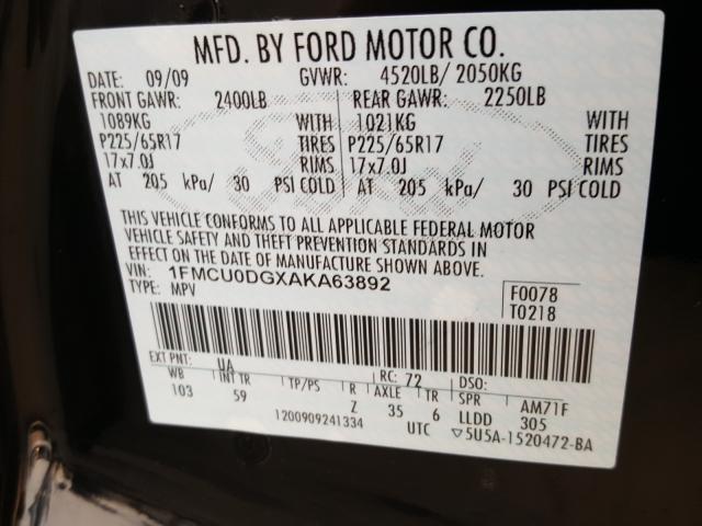 Photo 9 VIN: 1FMCU0DGXAKA63892 - FORD ESCAPE XLT 