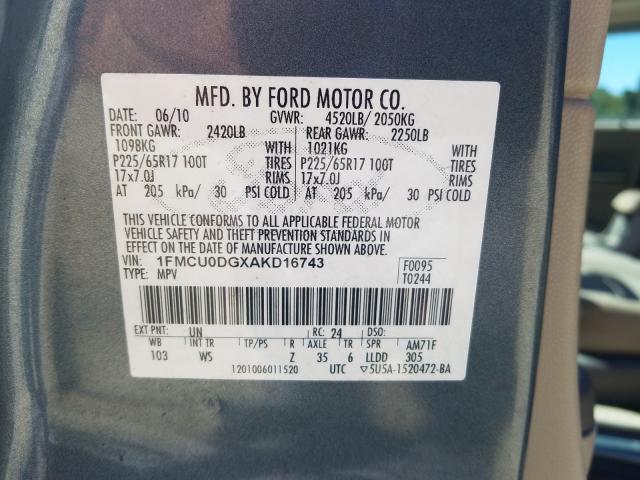 Photo 9 VIN: 1FMCU0DGXAKD16743 - FORD ESCAPE XLT 