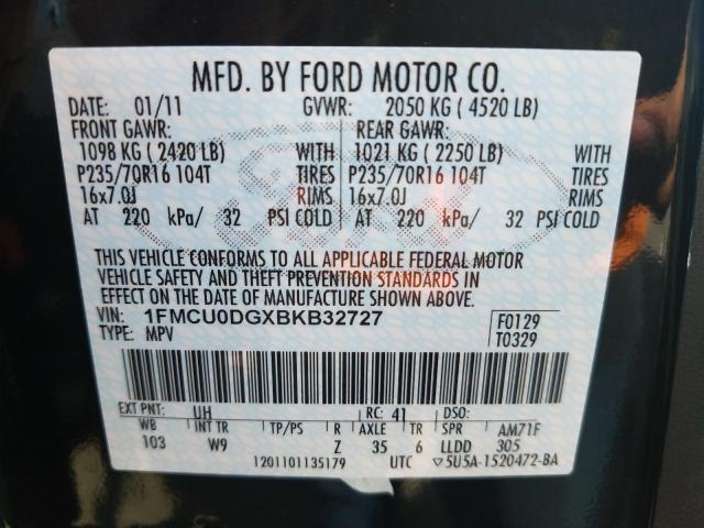 Photo 9 VIN: 1FMCU0DGXBKB32727 - FORD ESCAPE XLT 