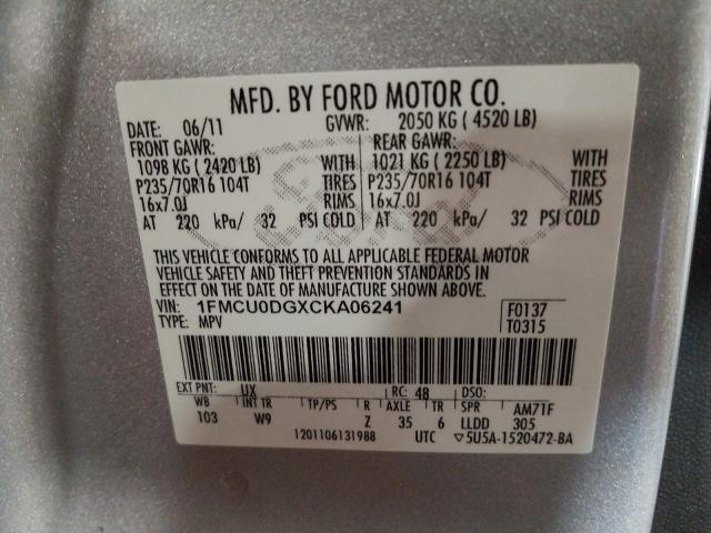 Photo 9 VIN: 1FMCU0DGXCKA06241 - FORD ESCAPE XLT 