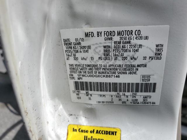 Photo 12 VIN: 1FMCU0DGXCKB87146 - FORD ESCAPE 