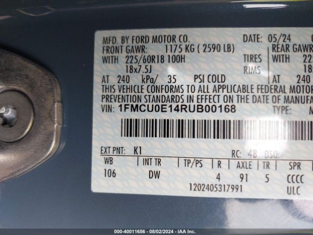 Photo 8 VIN: 1FMCU0E14RUB00168 - FORD ESCAPE 