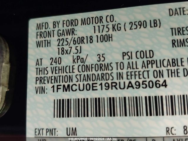 Photo 8 VIN: 1FMCU0E19RUA95064 - FORD ESCAPE 