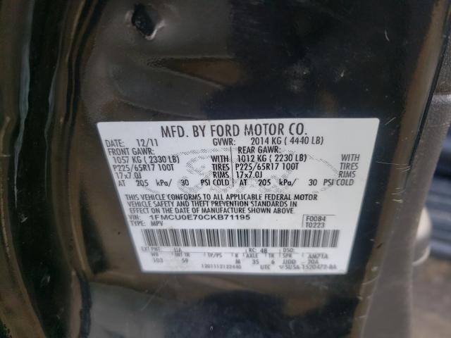 Photo 9 VIN: 1FMCU0E70CKB71195 - FORD ESCAPE LIM 