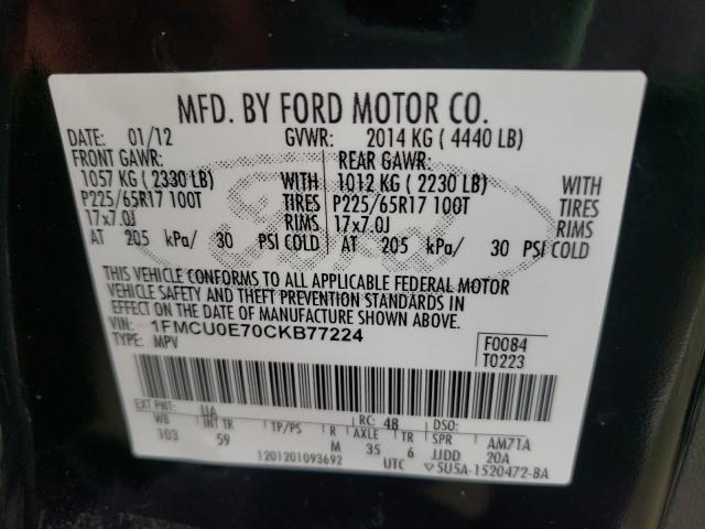 Photo 9 VIN: 1FMCU0E70CKB77224 - FORD ESCAPE LIM 