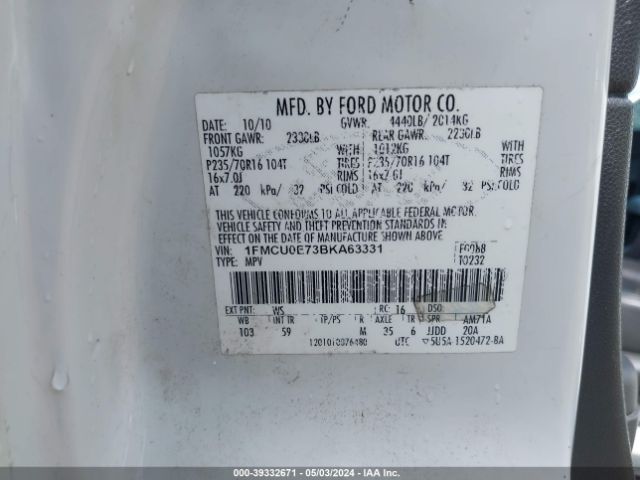 Photo 8 VIN: 1FMCU0E73BKA63331 - FORD ESCAPE 