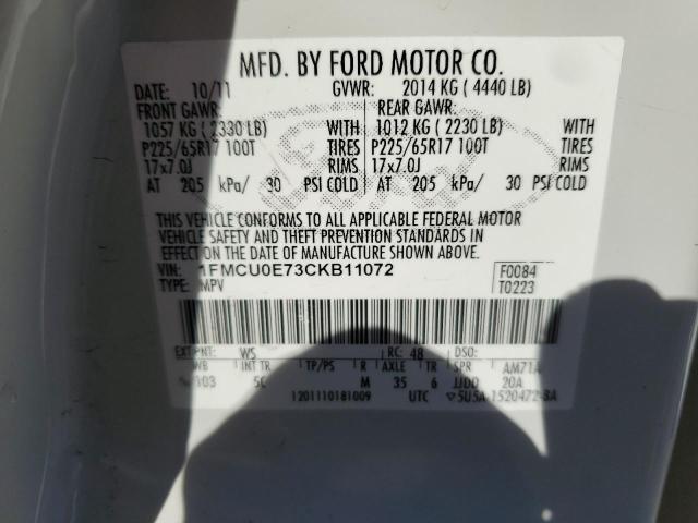 Photo 11 VIN: 1FMCU0E73CKB11072 - FORD ESCAPE 