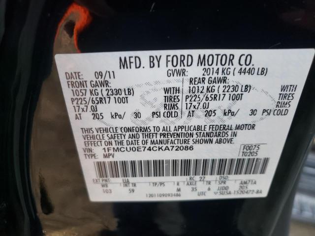 Photo 9 VIN: 1FMCU0E74CKA72086 - FORD ESCAPE LIM 