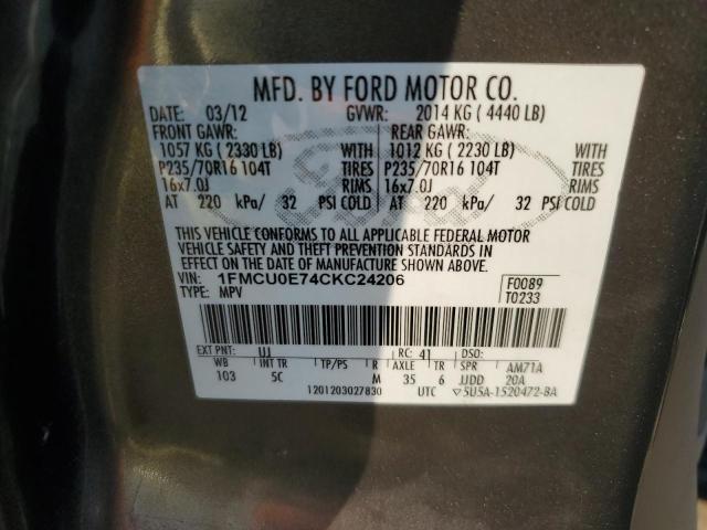 Photo 12 VIN: 1FMCU0E74CKC24206 - FORD ESCAPE LIM 