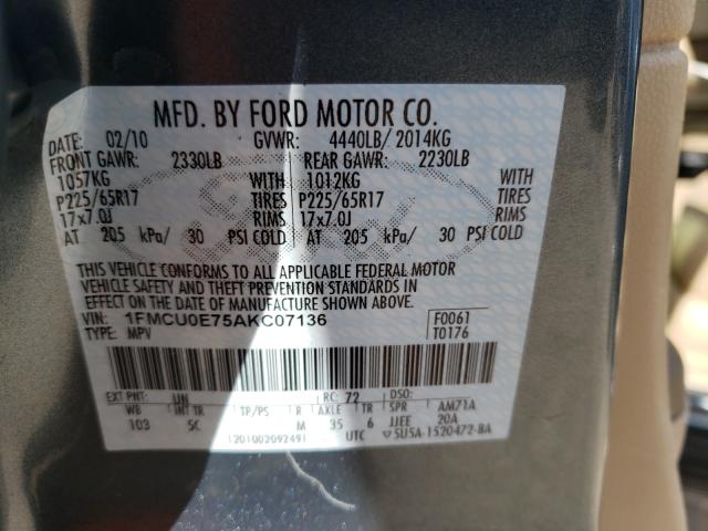 Photo 9 VIN: 1FMCU0E75AKC07136 - FORD ESCAPE LIM 