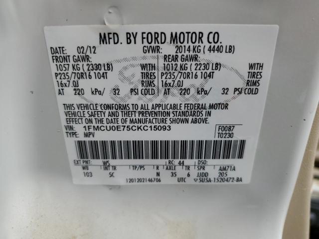 Photo 13 VIN: 1FMCU0E75CKC15093 - FORD ESCAPE LIM 