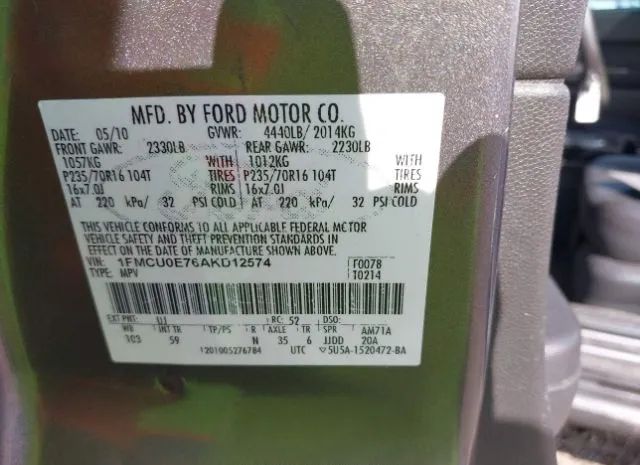 Photo 8 VIN: 1FMCU0E76AKD12574 - FORD ESCAPE 