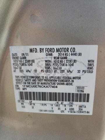 Photo 9 VIN: 1FMCU0E76CKA77404 - FORD ESCAPE LIM 