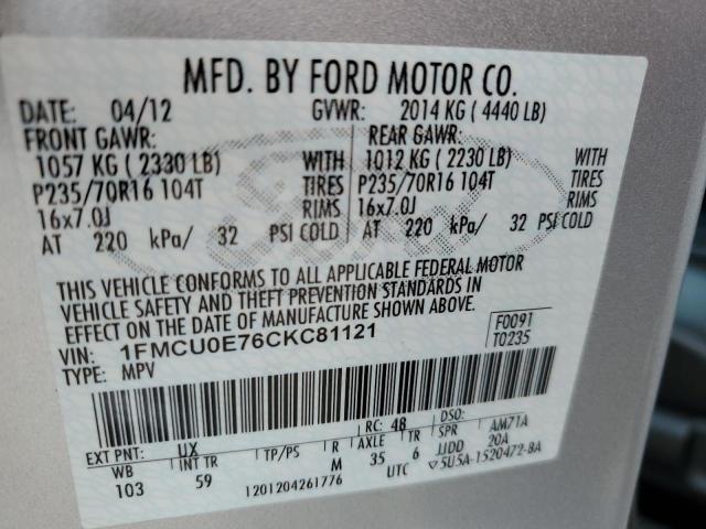 Photo 12 VIN: 1FMCU0E76CKC81121 - FORD ESCAPE 