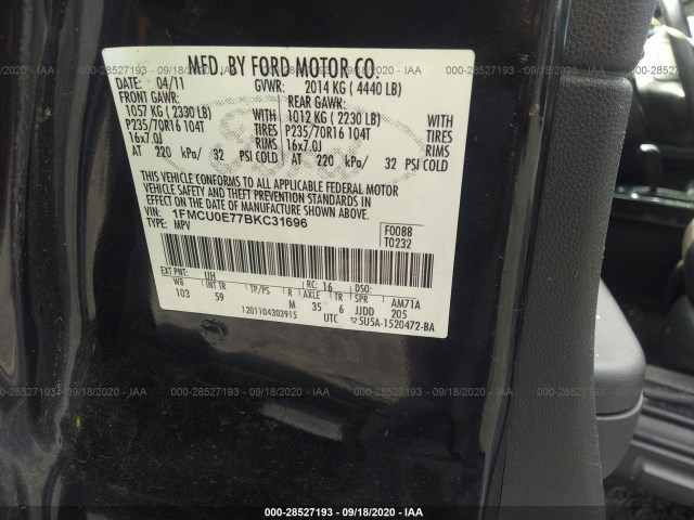 Photo 8 VIN: 1FMCU0E77BKC31696 - FORD ESCAPE 