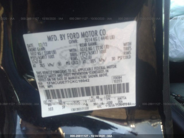 Photo 8 VIN: 1FMCU0E77CKC16942 - FORD ESCAPE 