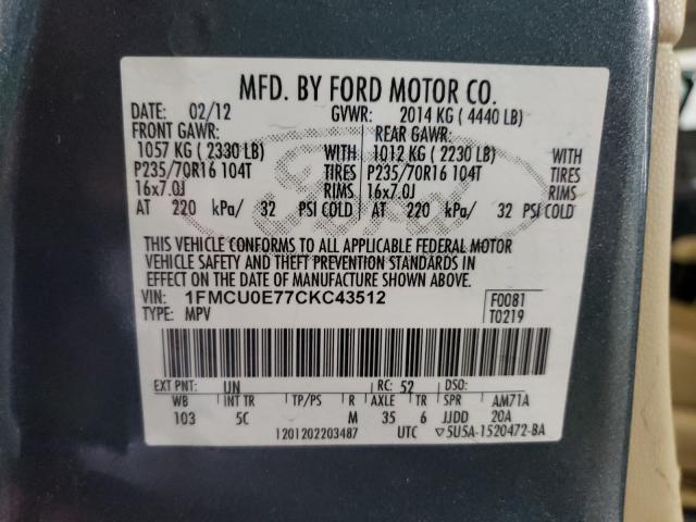 Photo 9 VIN: 1FMCU0E77CKC43512 - FORD ESCAPE LIM 