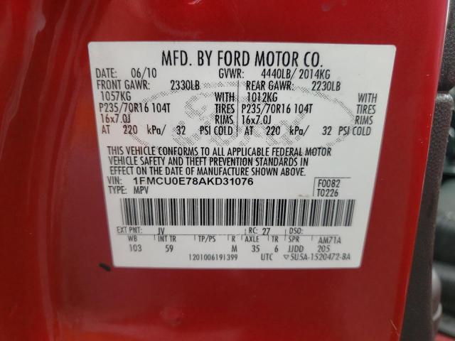 Photo 9 VIN: 1FMCU0E78AKD31076 - FORD ESCAPE LIM 