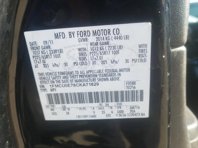 Photo 9 VIN: 1FMCU0E78CKA71829 - FORD ESCAPE LIM 