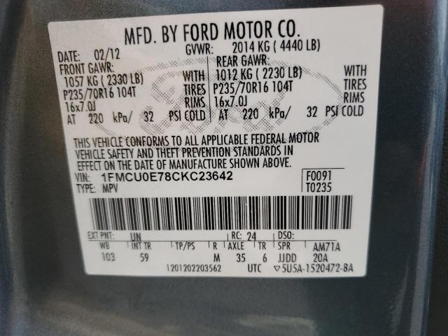 Photo 13 VIN: 1FMCU0E78CKC23642 - FORD ESCAPE LIM 