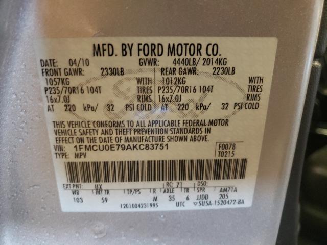 Photo 9 VIN: 1FMCU0E79AKC83751 - FORD ESCAPE LIM 