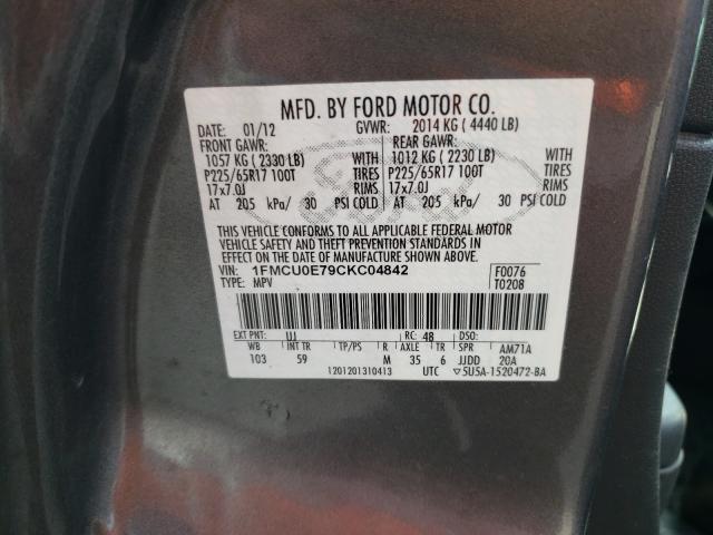 Photo 9 VIN: 1FMCU0E79CKC04842 - FORD ESCAPE LIM 