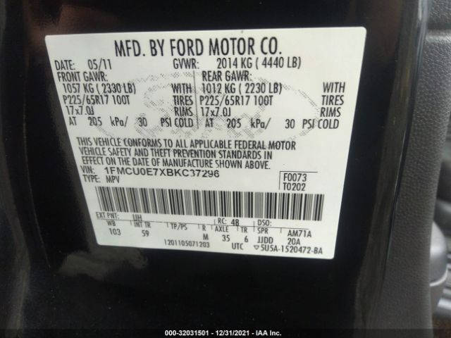 Photo 8 VIN: 1FMCU0E7XBKC37296 - FORD ESCAPE 