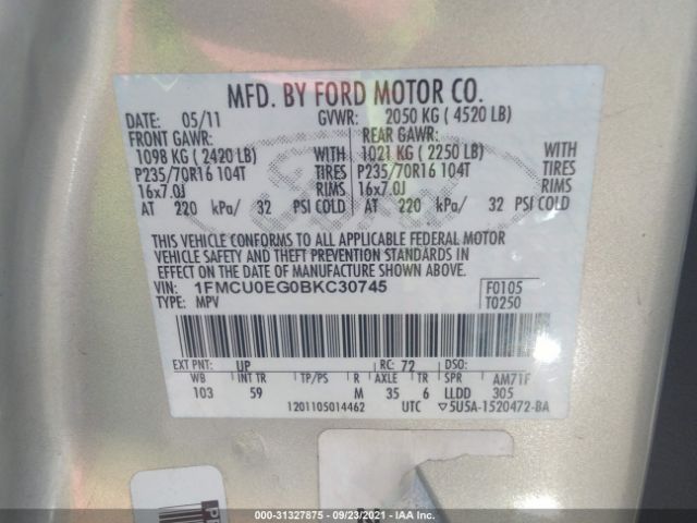 Photo 8 VIN: 1FMCU0EG0BKC30745 - FORD ESCAPE 