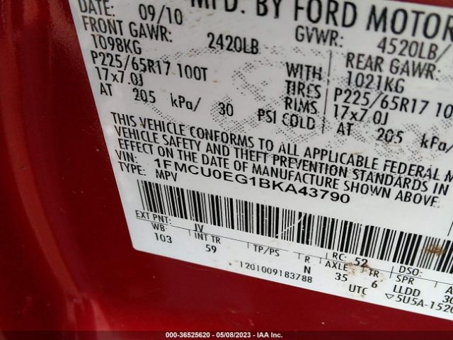 Photo 8 VIN: 1FMCU0EG1BKA43790 - FORD ESCAPE 