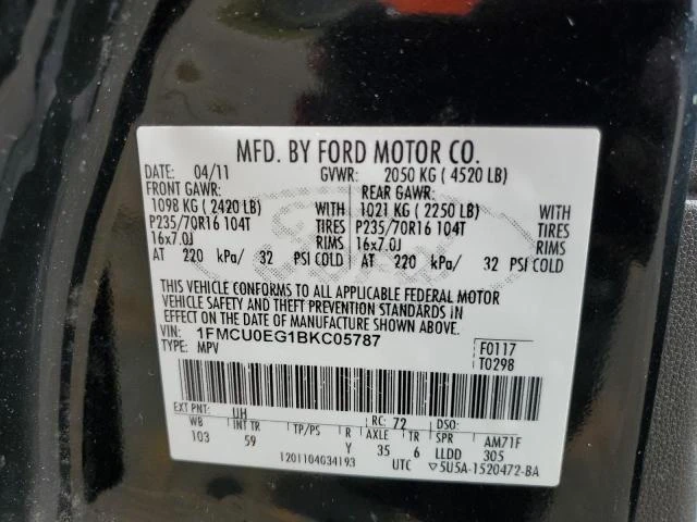 Photo 12 VIN: 1FMCU0EG1BKC05787 - FORD ESCAPE LIM 