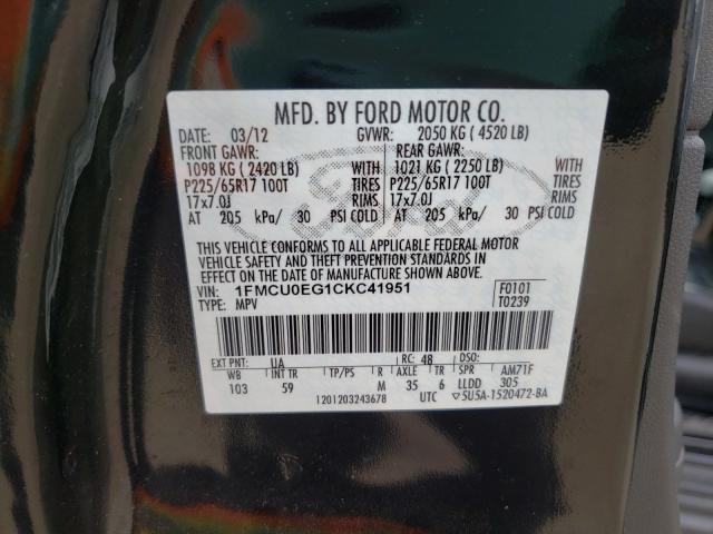 Photo 9 VIN: 1FMCU0EG1CKC41951 - FORD ESCAPE LIM 