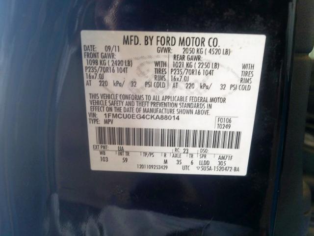 Photo 9 VIN: 1FMCU0EG4CKA88014 - FORD ESCAPE LIM 