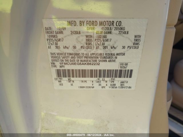 Photo 8 VIN: 1FMCU0EG5AKB62232 - FORD ESCAPE 