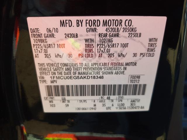 Photo 9 VIN: 1FMCU0EG5AKD18348 - FORD ESCAPE LIM 