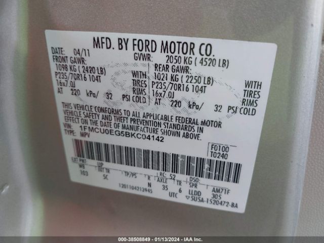 Photo 8 VIN: 1FMCU0EG5BKC04142 - FORD ESCAPE 