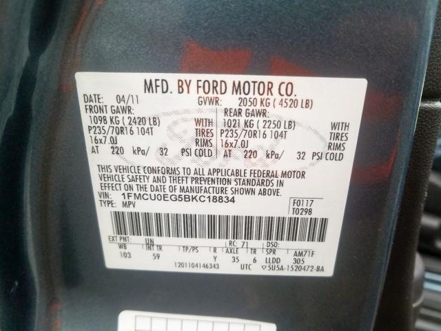 Photo 9 VIN: 1FMCU0EG5BKC18834 - FORD ESCAPE LIM 