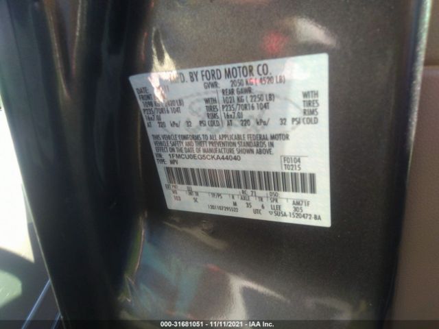 Photo 8 VIN: 1FMCU0EG5CKA44040 - FORD ESCAPE 