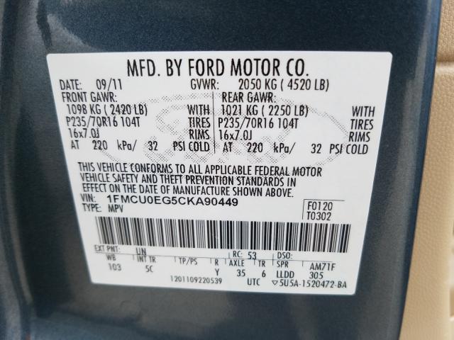 Photo 9 VIN: 1FMCU0EG5CKA90449 - FORD ESCAPE LIM 