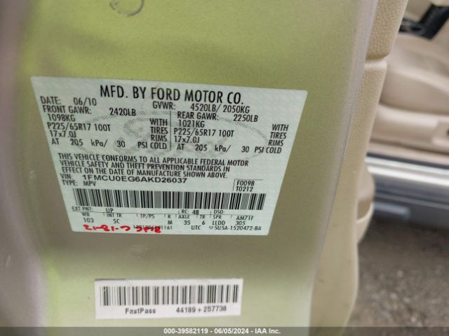 Photo 8 VIN: 1FMCU0EG6AKD26037 - FORD ESCAPE 