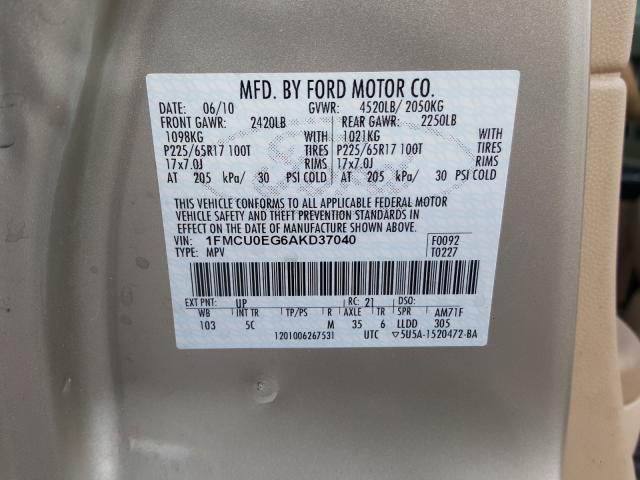 Photo 9 VIN: 1FMCU0EG6AKD37040 - FORD ESCAPE LIM 