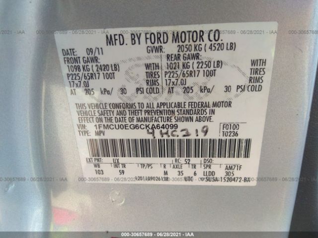 Photo 8 VIN: 1FMCU0EG6CKA64099 - FORD ESCAPE 