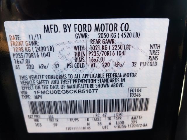 Photo 9 VIN: 1FMCU0EG6CKB51677 - FORD ESCAPE LIM 