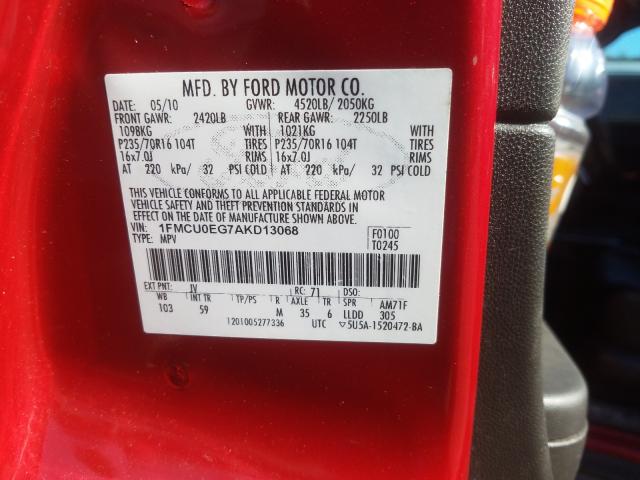 Photo 9 VIN: 1FMCU0EG7AKD13068 - FORD ESCAPE LIM 